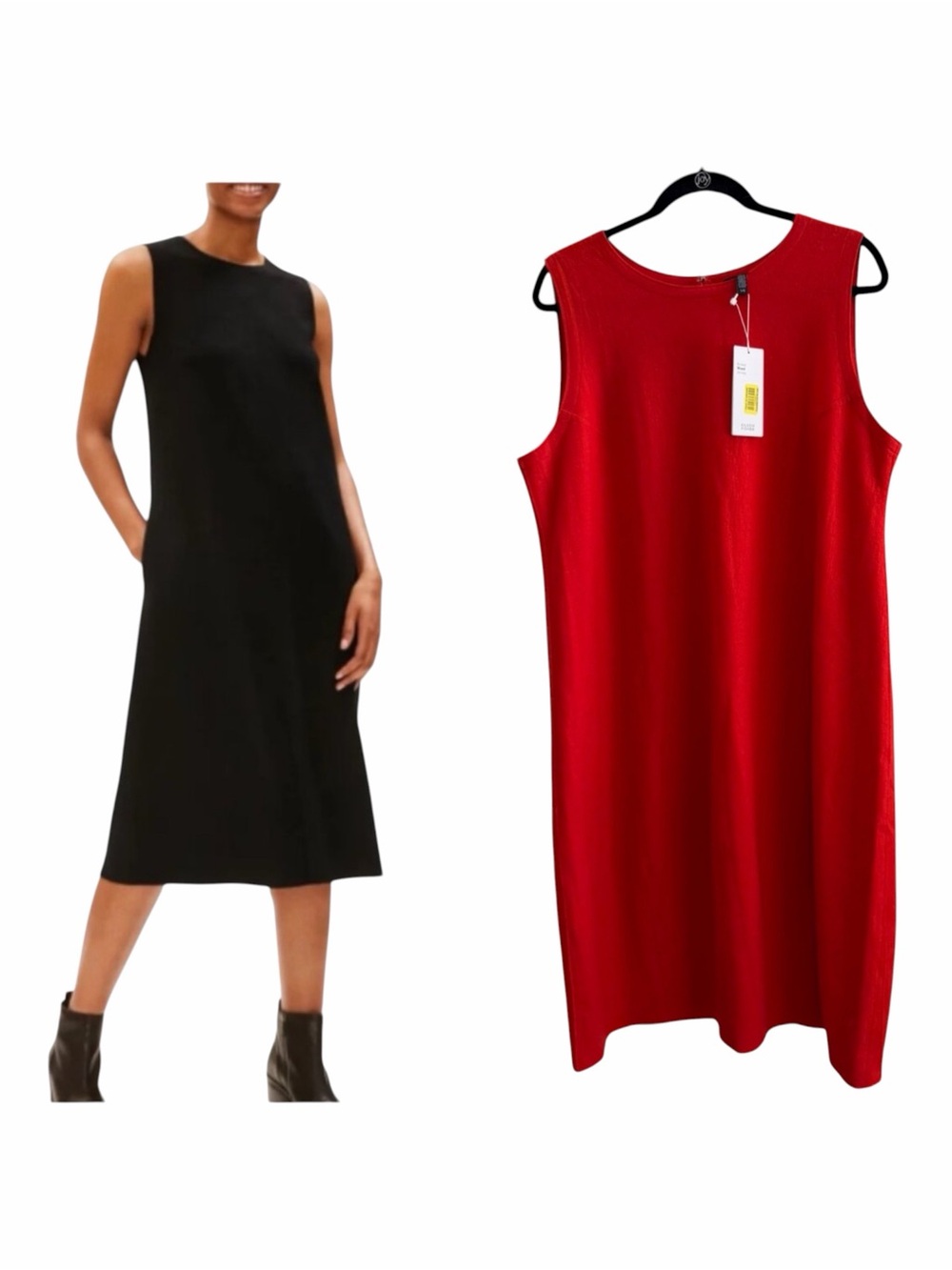 Eileen Fisher Boiled Wool Jersey Dress NWT Red 100% Wool Large